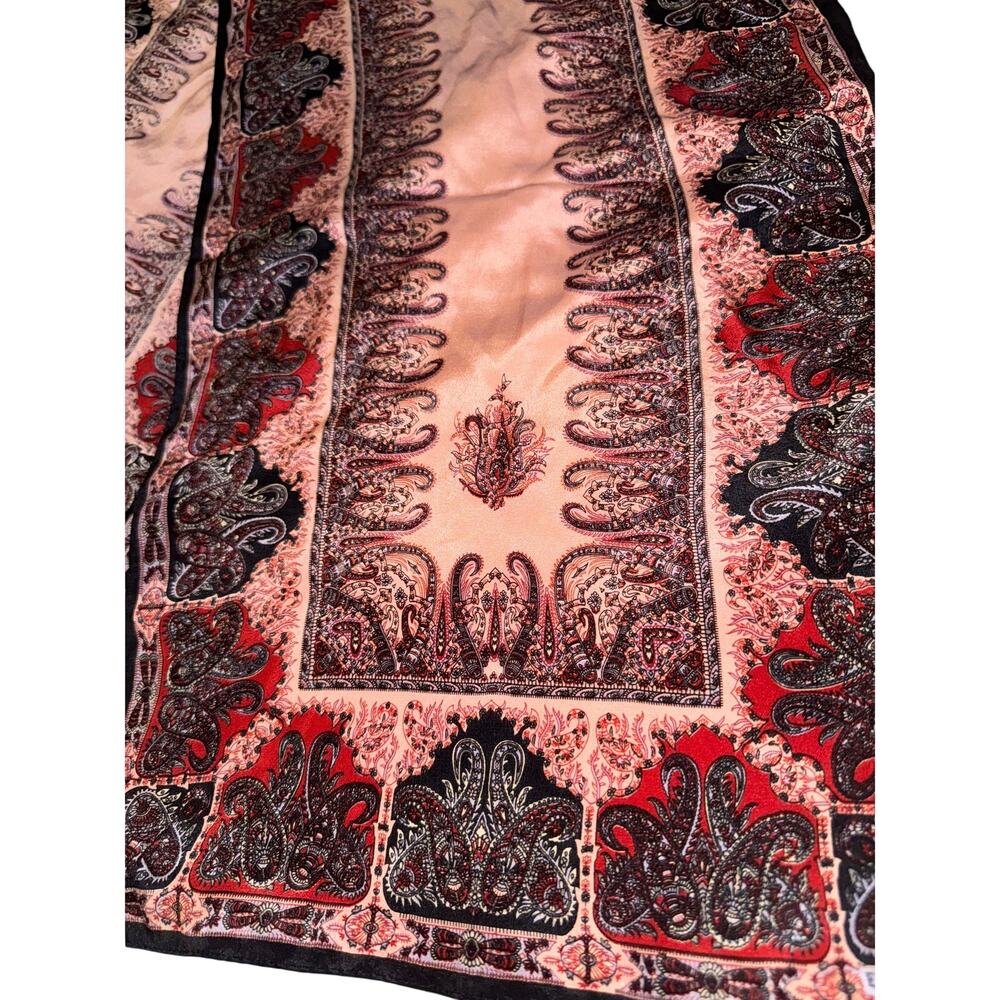 Ellen Tracy Paisley Boho‎ Scarf 56x15 Rectangle Pink Festival Hippie Silky ~Flaw